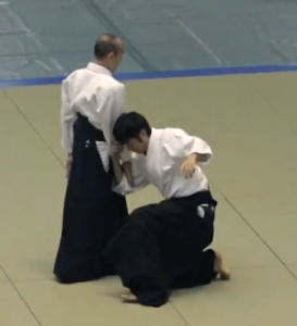 Shimamoto Shihan's posture during a technique.