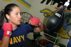 boxer on a speed bag